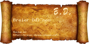 Breier Dénes névjegykártya